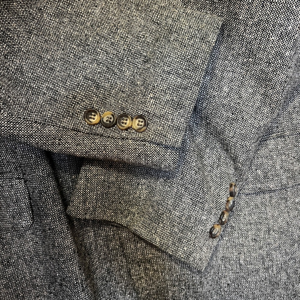 Deansgate Blazer Sport Coat Black & White Birdseye 100% Silk Fully Lined 44L‎ - Picture 4 of 9